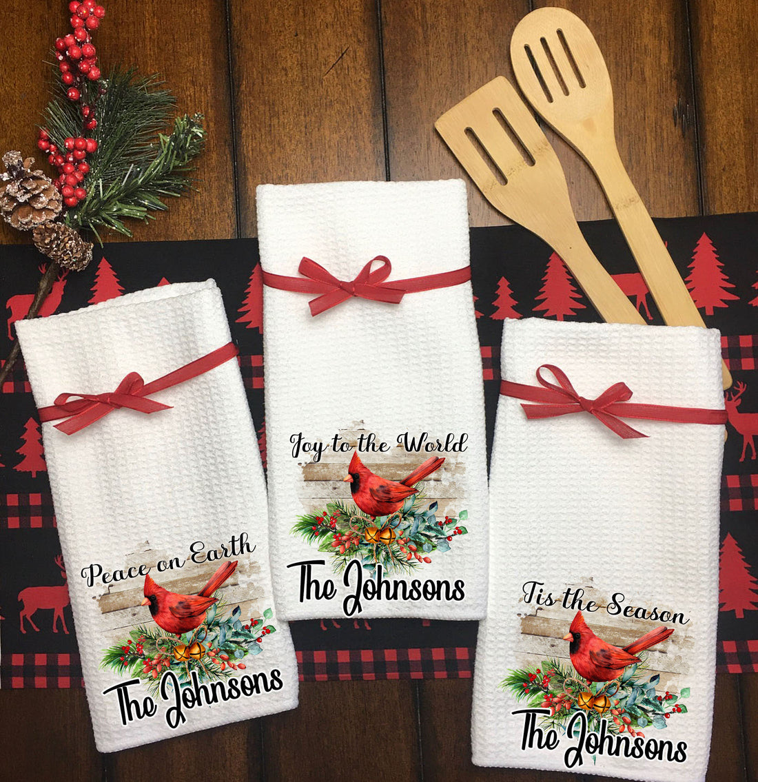 Christmas Cardinal Dish Towels